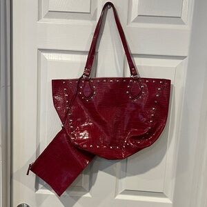 Red Studded Tote Bag